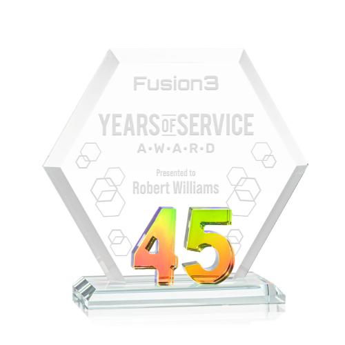 Awards and Plaques - Crystal Trophies - Riviera Anniversary No 45 Prismatic Polygon Crystal Trophy
