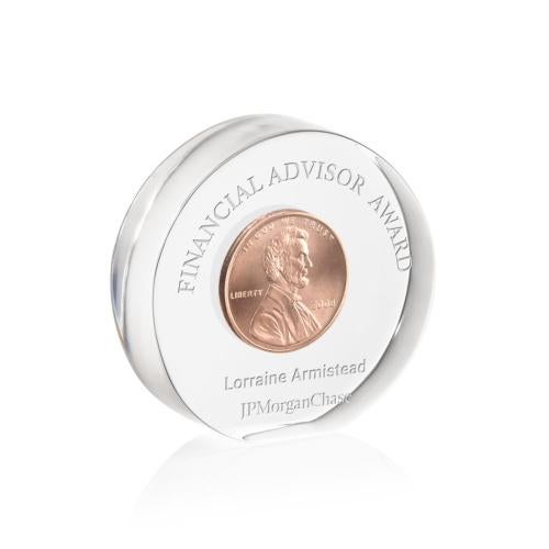 Awards and Plaques - Acrylic Trophies - Embedment Circle Circle Acrylic Trophy