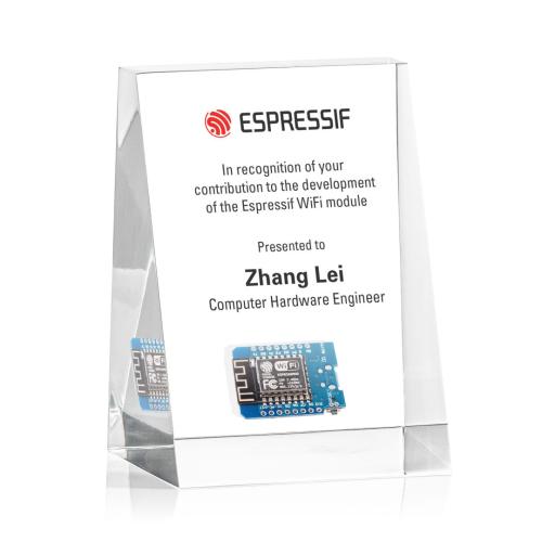 Awards and Plaques - Acrylic Trophies - Embedment Upright Wedge Rectangle Rectangle Acrylic Trophy