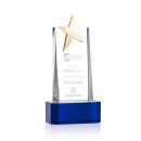 Morse Gold Star on Base Blue Towers Crystal Trophy