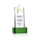 Morse Gold Star Full Color on Base Green Towers Crystal Trophy
