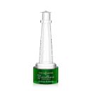 Lighthouse on Round Base Green Crystal Trophy