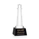 Lighthouse on Small Base Black Crystal Trophy