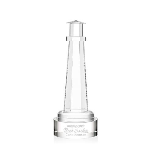 Awards and Plaques - Crystal Trophies - Lighthouse on Lockwood Base Clear Crystal Trophy