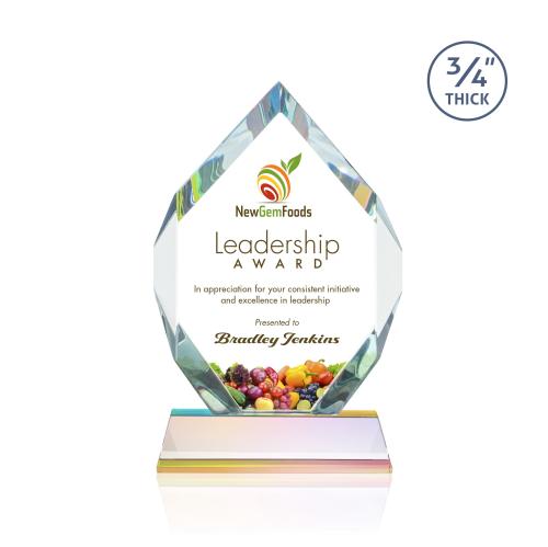 Awards and Plaques - Crystal Trophies - Diamond Diamond Full Color on Helton Prismatic Crystal Trophy