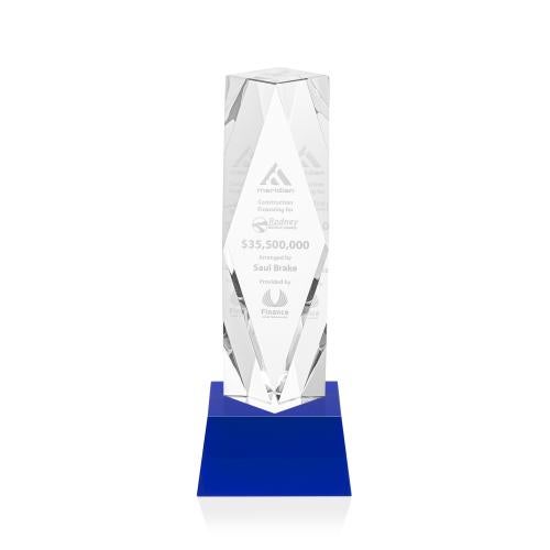 Awards and Plaques - Crystal Trophies - Toscana on Base Blue Towers Crystal Trophy