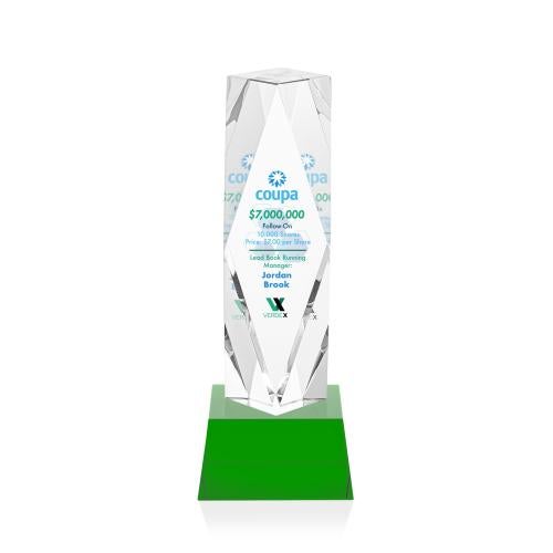 Awards and Plaques - Crystal Trophies - Toscana Full Color on Base Green Towers Crystal Trophy