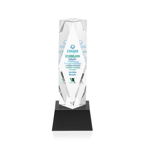 Awards and Plaques - Crystal Trophies - Toscana Full Color on Base Black Towers Crystal Trophy
