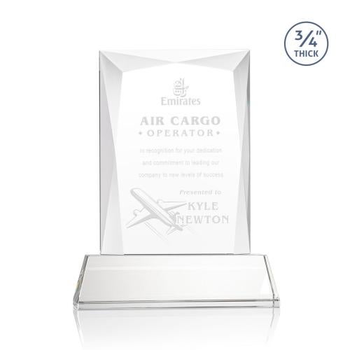 Awards and Plaques - Crystal Trophies - Cassidy on Helton Base Starfire Rectangle Crystal Trophy