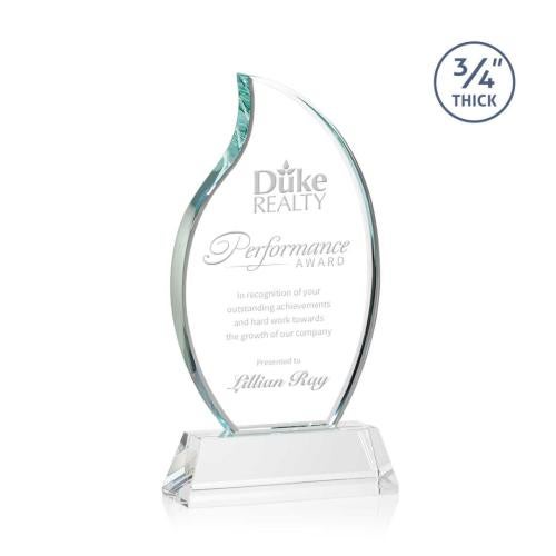 Awards and Plaques - Crystal Trophies - Summers on Helton Base Clear Flame Crystal Trophy