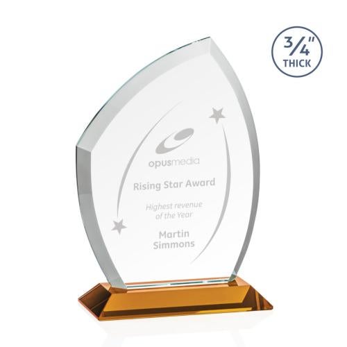 Awards and Plaques - Crystal Trophies - Wilco Amber Unique Crystal Trophy