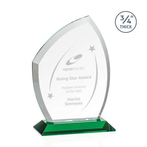 Awards and Plaques - Crystal Trophies - Wilco Green Unique Crystal Trophy