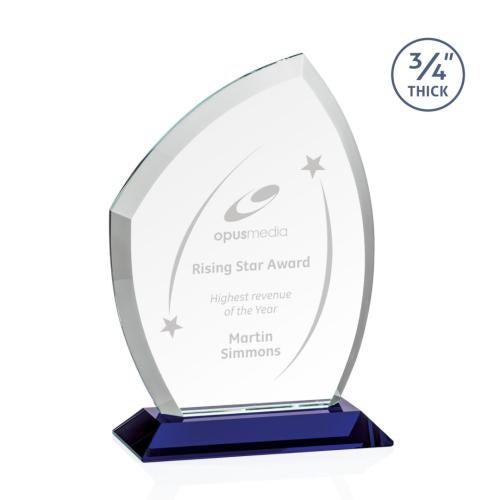 Awards and Plaques - Crystal Trophies - Wilco Blue Unique Crystal Trophy