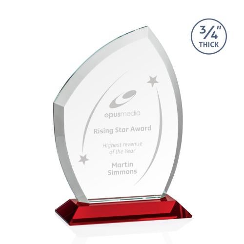 Awards and Plaques - Crystal Trophies - Wilco Red Unique Crystal Trophy