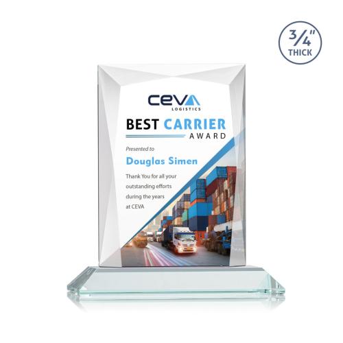 Awards and Plaques - Crystal Trophies - Cassidy Full Color Starfire Rectangle Crystal Trophy