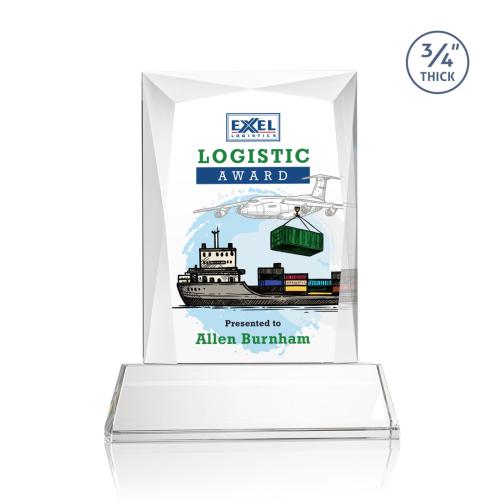 Awards and Plaques - Crystal Trophies - Cassidy Full Color on Helton Base Starfire Rectangle Crystal Trophy