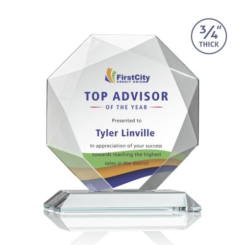 Awards and Plaques - Crystal Trophies - Gregory Full Color Starfire Polygon Crystal Trophy