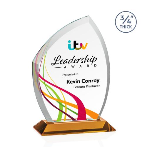 Awards and Plaques - Crystal Trophies - Wilco Full Color Amber Unique Crystal Trophy