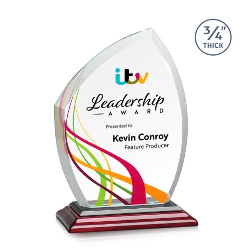 Awards and Plaques - Crystal Trophies - Wilco Full Color Rosewood Unique Crystal Trophy