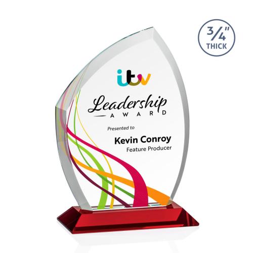 Awards and Plaques - Crystal Trophies - Wilco Full Color Red Unique Crystal Trophy