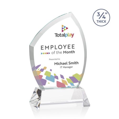 Awards and Plaques - Crystal Trophies - Wilco Full Color on Helton Base Clear Unique Crystal Trophy