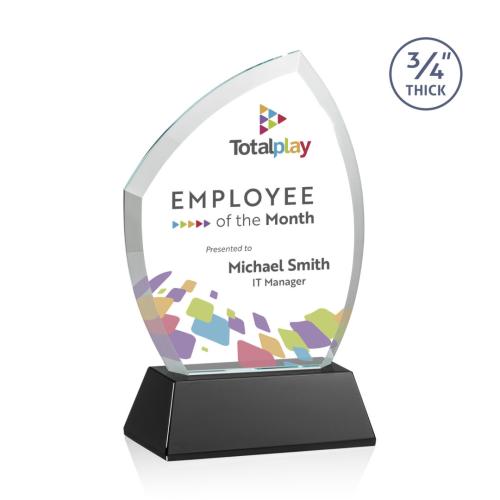 Awards and Plaques - Crystal Trophies - Wilco Full Color on Helton Base Black Unique Crystal Trophy