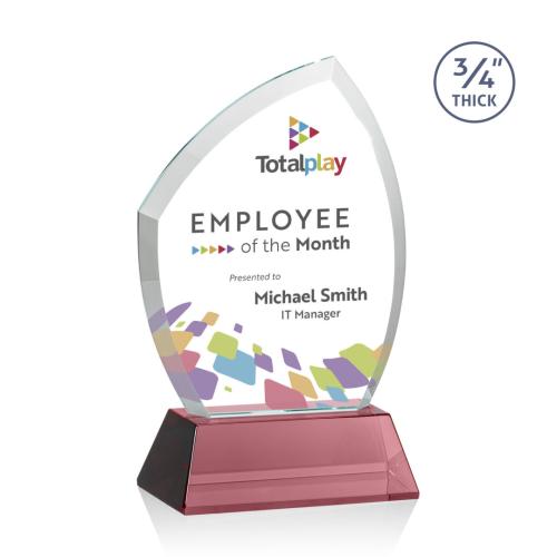 Awards and Plaques - Crystal Trophies - Wilco Full Color on Helton Base Red Unique Crystal Trophy