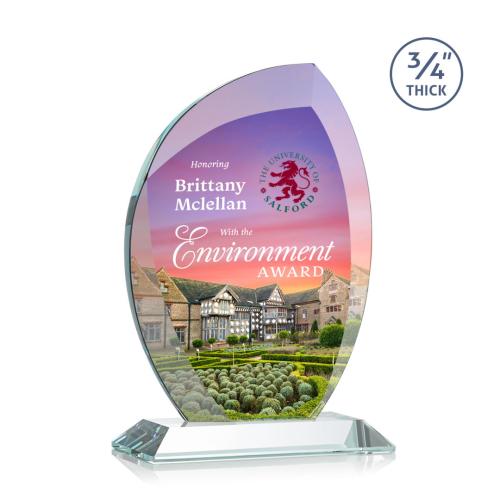 Awards and Plaques - Crystal Trophies - Oakes Full Color Clear Flame Crystal Trophy