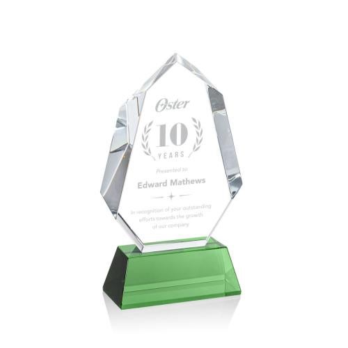 Awards and Plaques - Crystal Trophies - Thomson on Helton Base Green Polygon Crystal Trophy