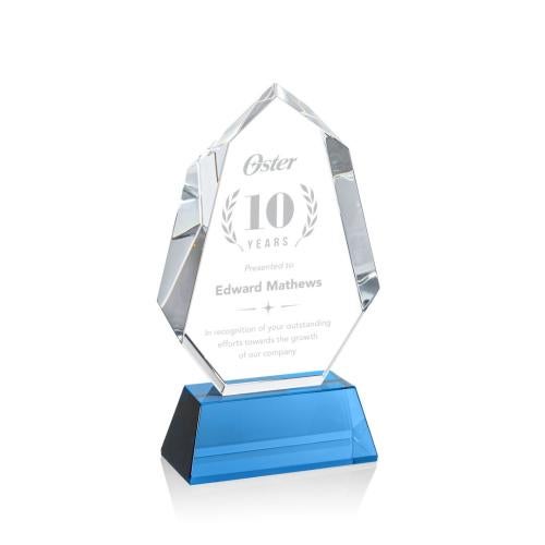 Awards and Plaques - Crystal Trophies - Thomson on Helton Base Sky Blue Polygon Crystal Trophy