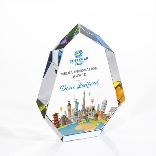Awards and Plaques - Crystal Trophies - Thomson Full Color Prismatic Polygon Crystal Trophy