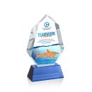 Thomson Full Color on Helton Base Blue Polygon Crystal Trophy