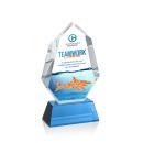 Thomson Full Color on Helton Base Sky Blue Polygon Crystal Trophy