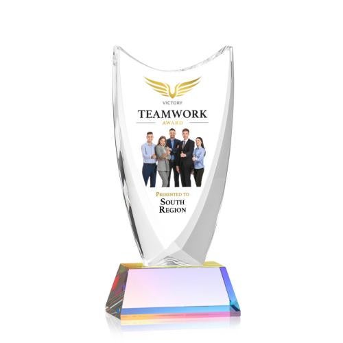 Awards and Plaques - Crystal Trophies - Singleton Full Color Prismatic Peaks Crystal Trophy