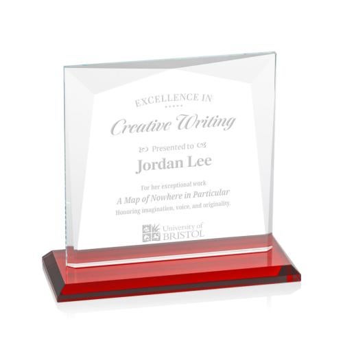 Awards and Plaques - Crystal Trophies - Paulson Red Square / Cube Crystal Trophy