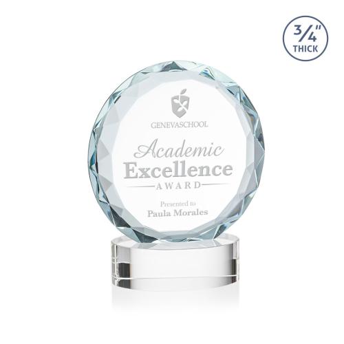 Awards and Plaques - Crystal Trophies - Clarke on Alberton Base Clear Circle Crystal Trophy