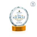 Clarke Full Color on Alberton Base Amber Circle Crystal Trophy