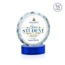 Clarke Full Color on Alberton Base Blue Circle Crystal Trophy