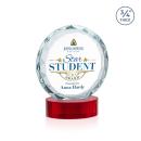 Clarke Full Color on Alberton Base Red Circle Crystal Trophy