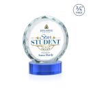 Clarke Full Color on Alberton Base Sky Blue Circle Crystal Trophy