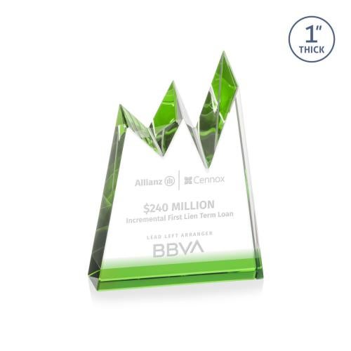 Awards and Plaques - Crystal Trophies - Alpine Green Peaks Crystal Trophy
