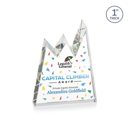 Awards and Plaques - Crystal Trophies - Alpine Full Color Clear Peaks Crystal Trophy