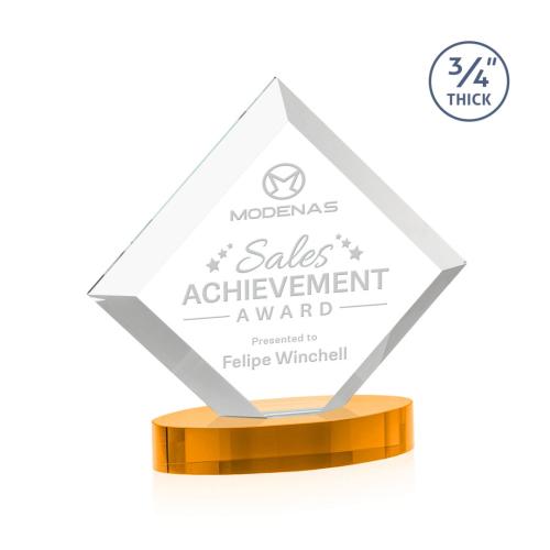 Awards and Plaques - Crystal Trophies - Carlson on Alberton Base Amber Crystal Trophy