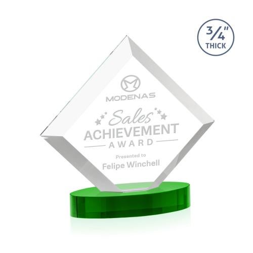 Awards and Plaques - Crystal Trophies - Carlson on Alberton Base Green Crystal Trophy