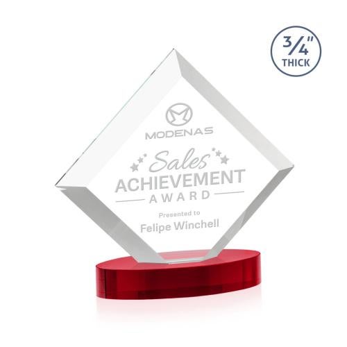 Awards and Plaques - Crystal Trophies - Carlson on Alberton Base Red Crystal Trophy