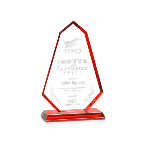 Awards and Plaques - Crystal Trophies - Pearson Red Crystal Trophy