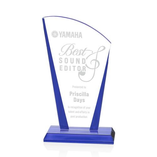 Awards and Plaques - Crystal Trophies - Merivale Blue Unique Crystal Trophy