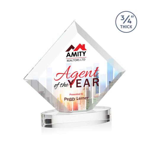 Awards and Plaques - Crystal Trophies - Carlson Full Color on Alberton Base Clear Crystal Trophy