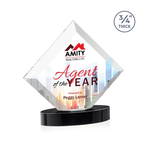 Awards and Plaques - Crystal Trophies - Carlson Full Color on Alberton Base Black Crystal Trophy