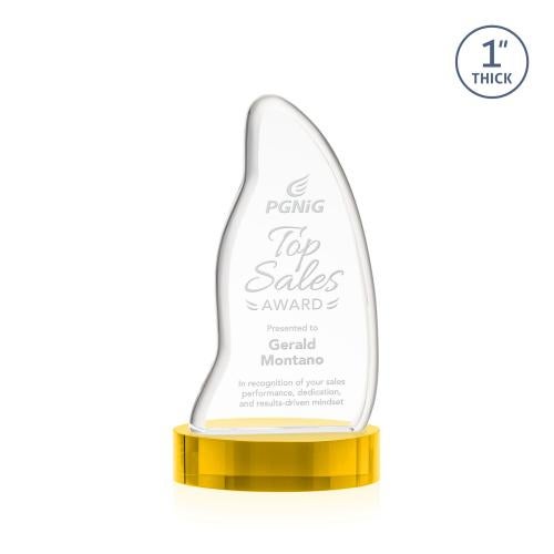 Awards and Plaques - Crystal Trophies - Beauford on Base Gold Unique Crystal Trophy